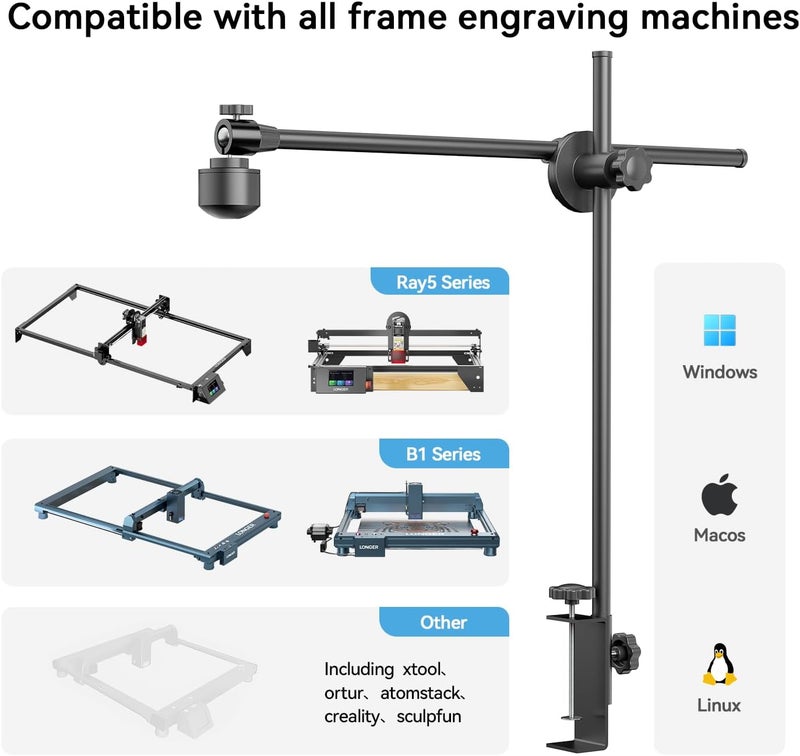 LONGER LightBurn Camera Kit for Laser Engravers – 5MP Time-Lapse Digital Camera with Precise Positioning, Multi-Task Engraving, and Preview Support for LightBurn - Image 4